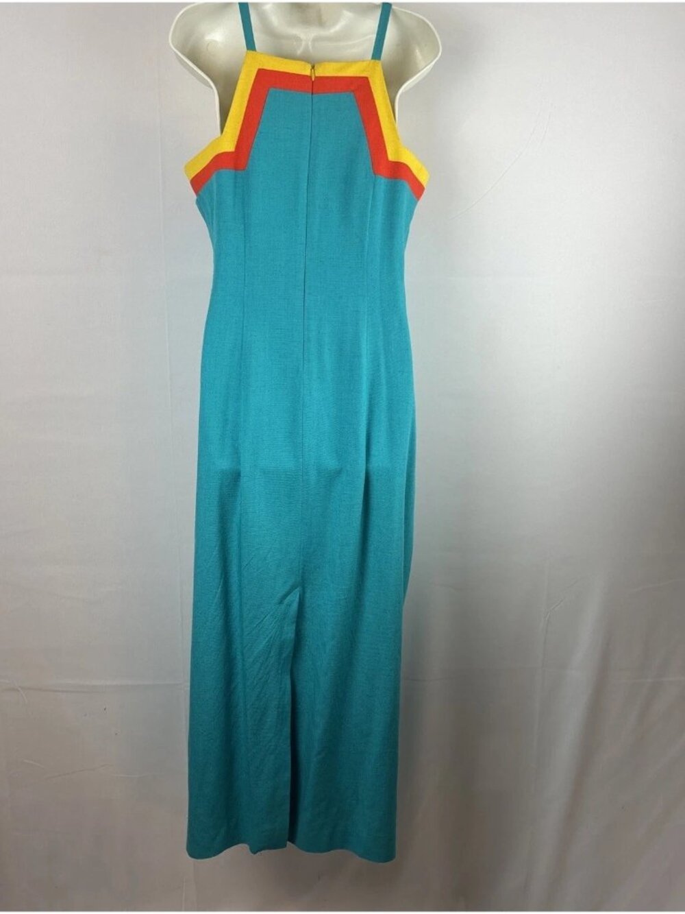Ann Tobias color block Lined Linen maxi dress - Picture 3 of 6